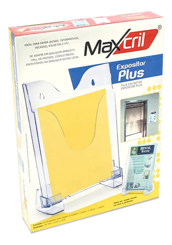 Expositor de Mesa Triplo A4 Plus Maxcril Cristal - Ref. 10090008