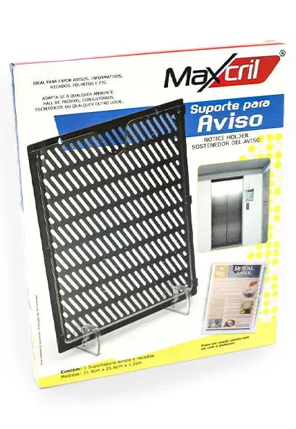 Suporte para Aviso A4 Maxcril Waleu Cristal - Mesa ou Parede - Ref. 10090005