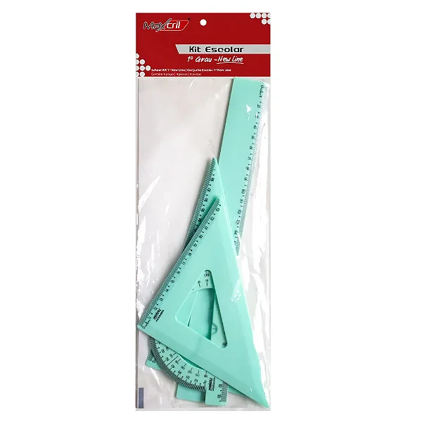 Kit Desenho Escolar Geométrico Primeiro Grau Maxcril Cristal - Ref. 10130001