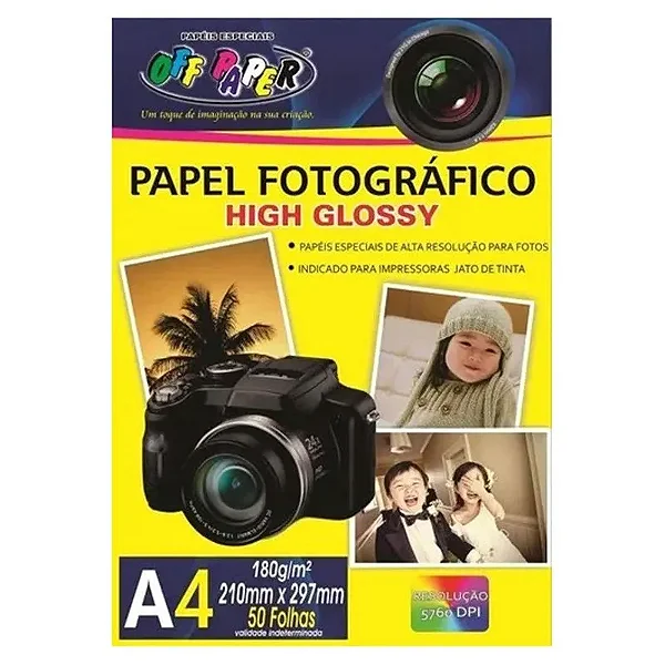 Papel Fotográfico A4 180g High Glossy Off Paper