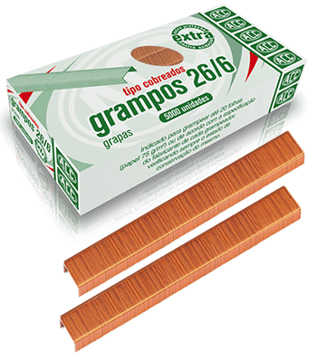 Grampo p/ Grampeador 26/6  cx c/ 1000uni Cobreado
