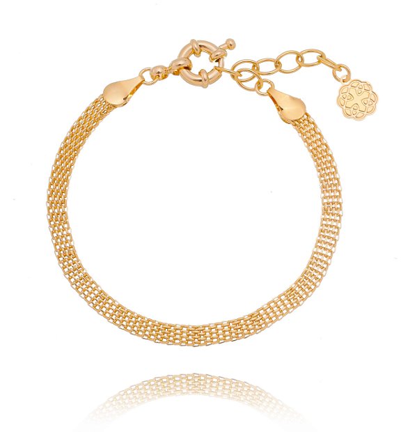 Pulseira KAF Malha trançada - Banhada em ouro amarelo 18k