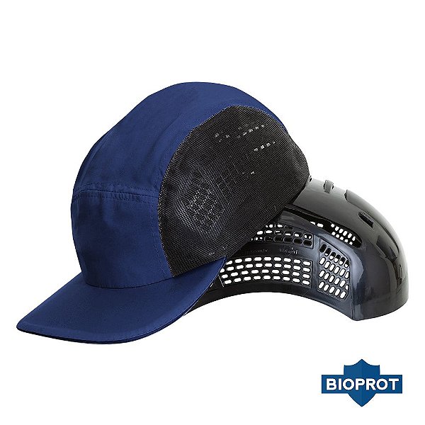 Boné Com Casquete Plástico Segurança Proteção Da Cabeça Azul