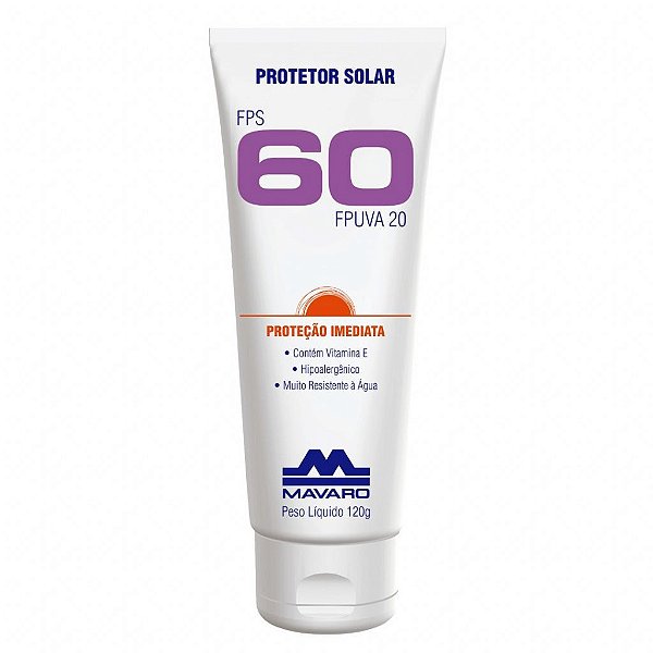 Creme Protetor Solar Fator Fps 60 Bisnaga 120g Mavaro