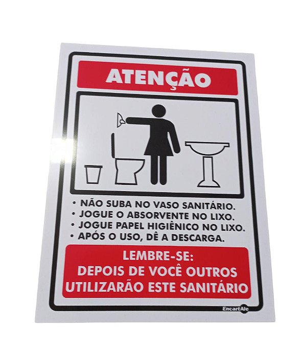 Placa Sinalizadora 15x20 Não Suba Vaso Sanitário Mulher