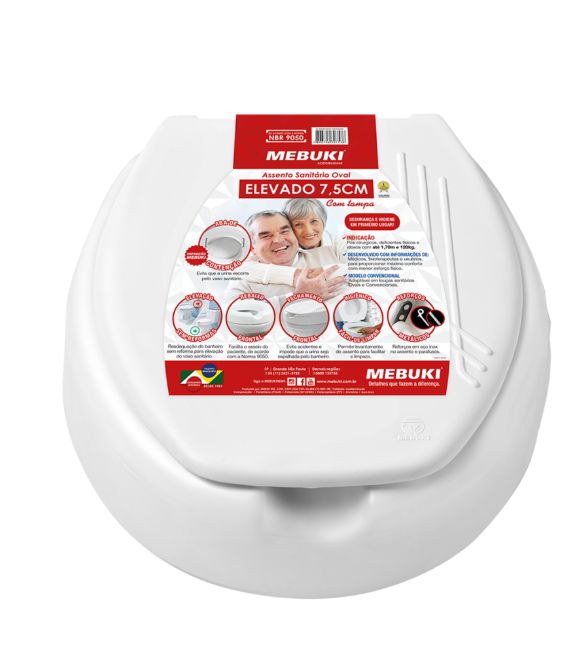 Assento Sanitário Oval  Slim Elevado 7,5cm