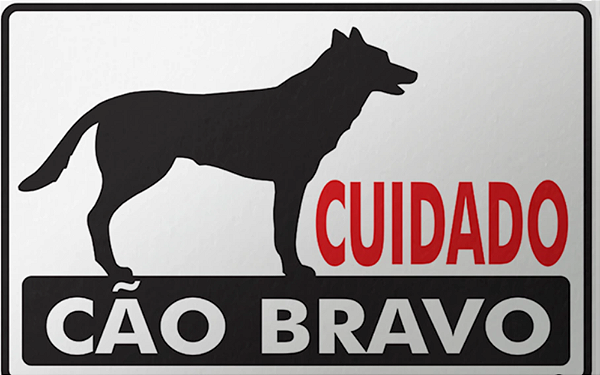 Placa Sinalização - Cuidado Cão Bravo