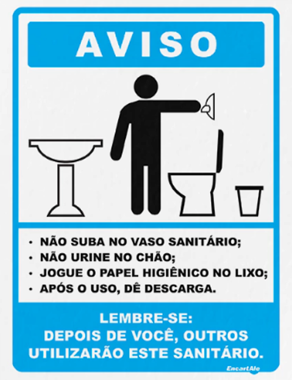 Placa Sinalização - Higiene Banheiro Masculino