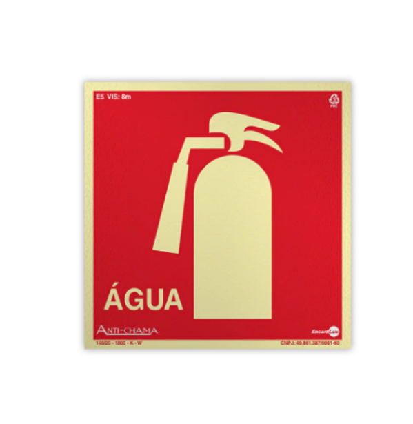 Placa Fotoluminescente - Extintor Água c/ Pictograma