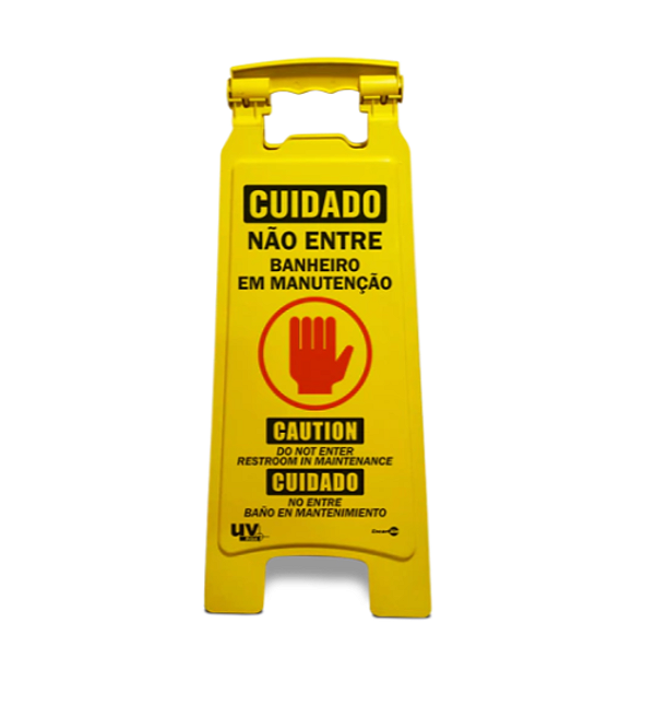 Cavalete Dobrável - Cuido Não Entre Banheiro em Manutenção