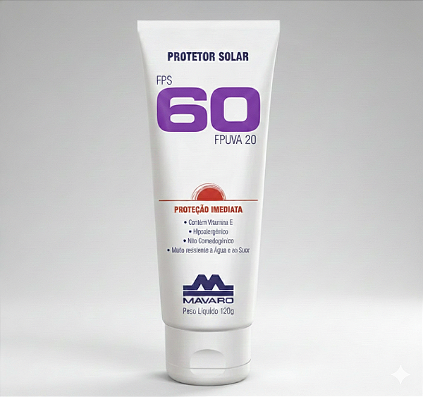 Creme Protetor Solar Fator Fps 60 Bisnaga 120g Mavaro