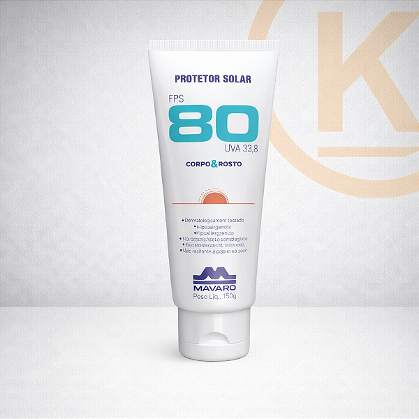 Protetor Solar FPS 80 Mavaro 120g Profissional - Toque Seco UVA UVB