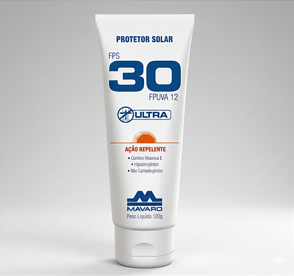 Creme Protetor Solar Fator Fps 30 Com Repelente 120g Mavaro