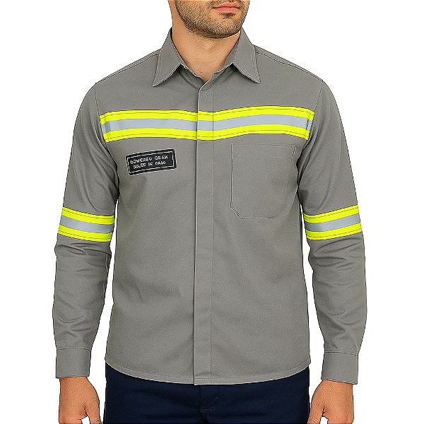 CAMISA NR10 CINZA COM REF VERDE MLV