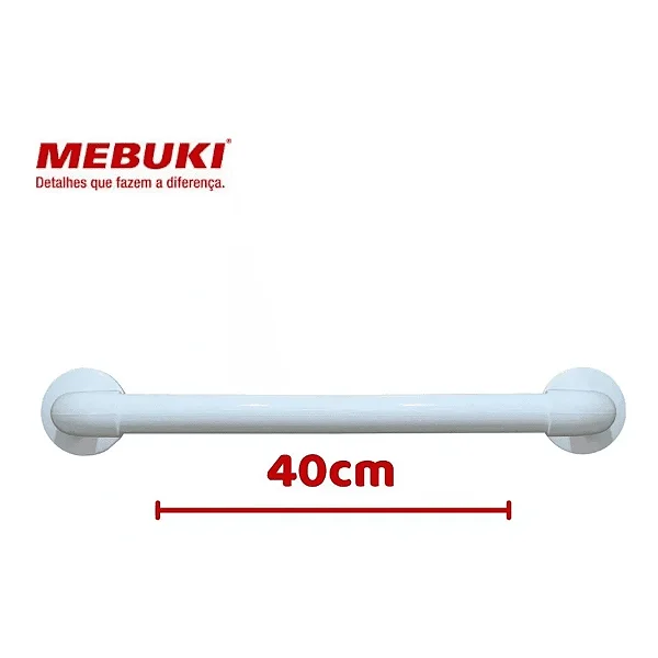 Barra de Apoio Mebuki 80cm 50cm 40cm em Alumínio Branco para Banheiro