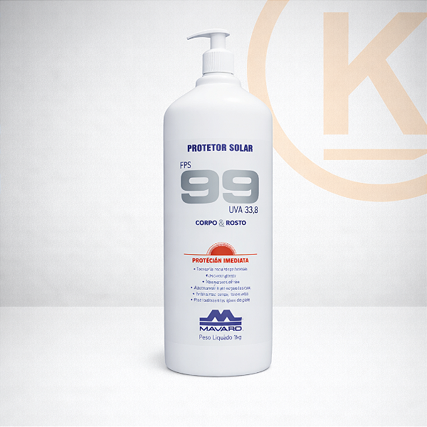 Protetor Solar FPS 99 Mavaro 1kg Profissional - Corpo e Rosto UVA UVB
