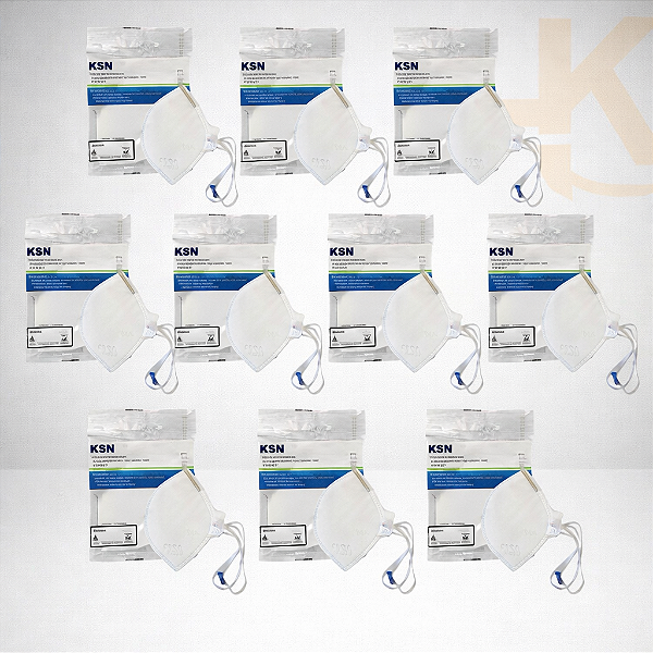 Kit 10 Máscaras Hospitalar PFF2 KN95 Branca | KSN 10.02 MH | ANVISA | CA 8357