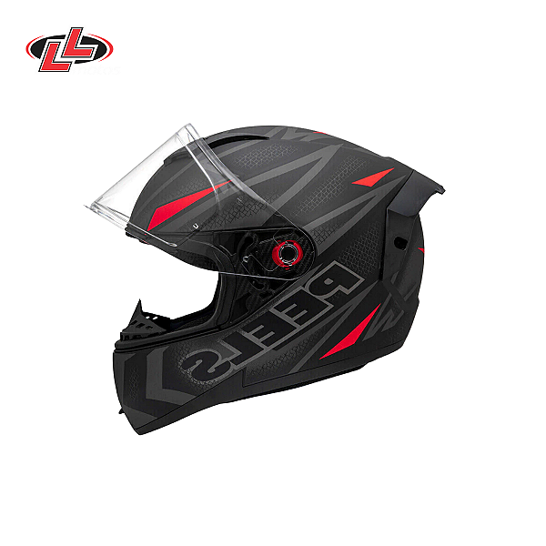 Capacete Peels Icon Pro Fast Com Óculos Interno Preto Fosco e Vermelho