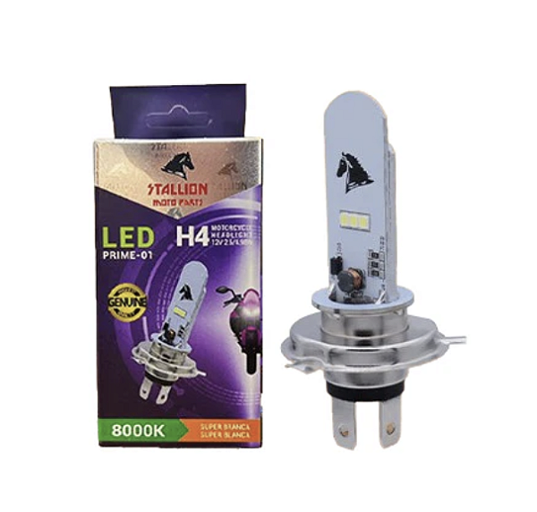 LAMPADA FAROL LED H4 TITAN/YBR/CBX250/CB300 8000K Stallion