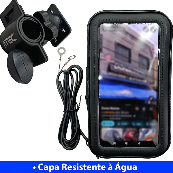 Suporte para GPS/Celular Bolsa Resistente a Água COM Carregador