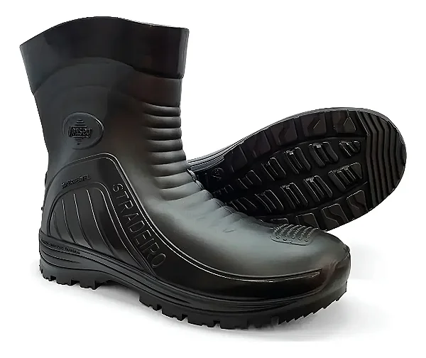 Bota Galocha Chuva Stradeiro Cano Curto Preta