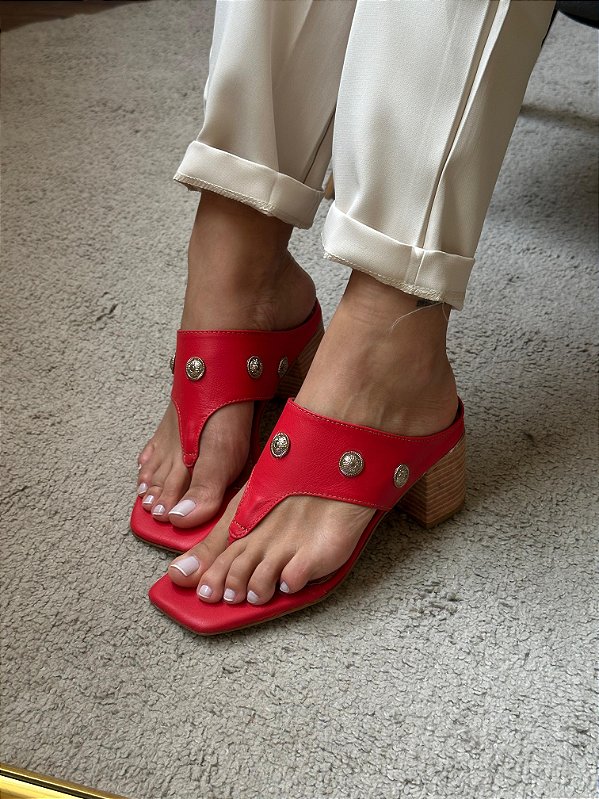 TAMANCO MÔNACO SALTO BLOCO COURO VERMELHO