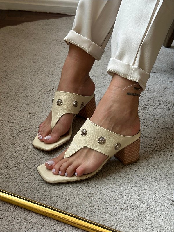 TAMANCO MÔNACO SALTO BLOCO COURO CREME