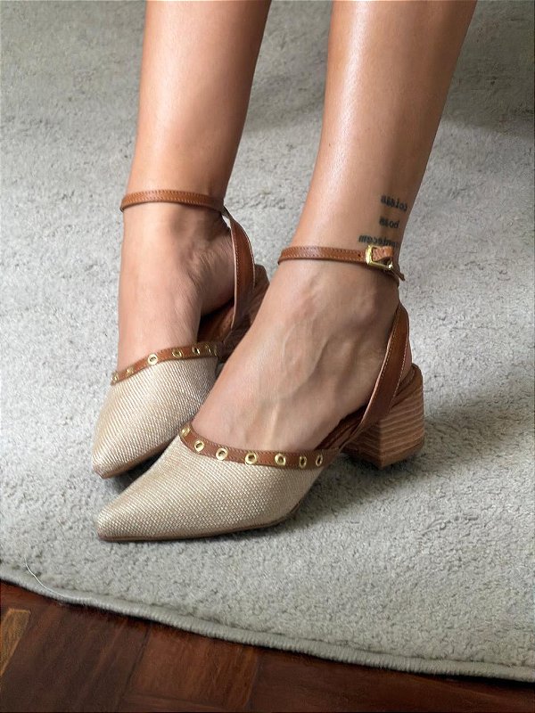 FLAT SOFIA CARAMELO COM PALHA