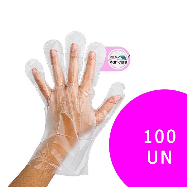 Luva Plástica Descartável Manicure Unhas (100un) - Di Bella
