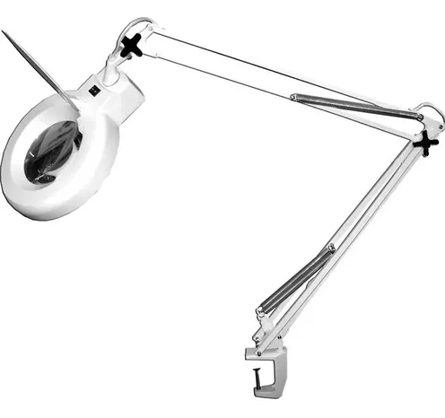 Luminária de Mesa com Lupa Articulada com Presilha