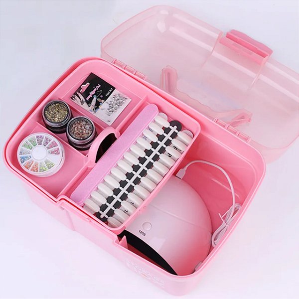 Maleta Manicure Pedicure Nail Designer Multiuso Grande Rosa