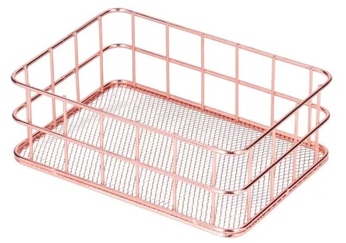 Organizador de Mesa Cesta Organizadora Metal Rose