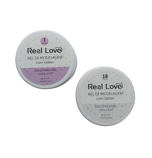 Gel de Alongamento Unhas com Glitter Linha Light (15ml) - Real Love