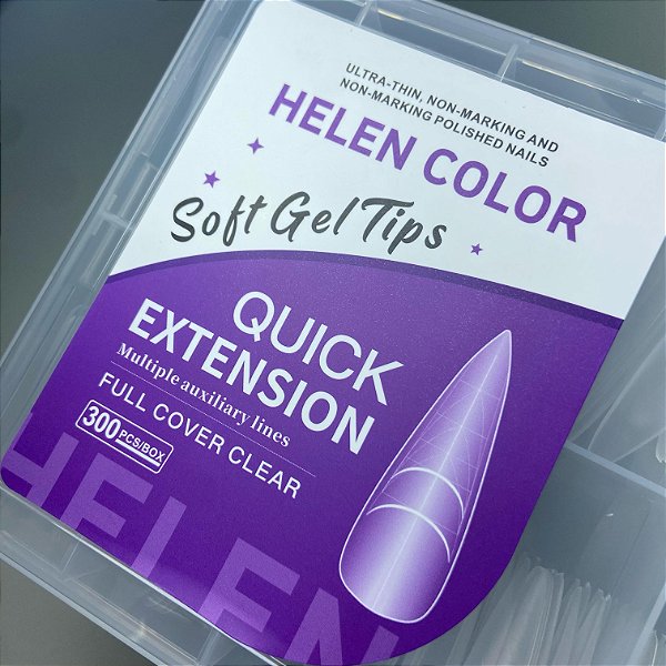 Soft Gel Tips Stilleto Estileto 300pçs – Helen Color