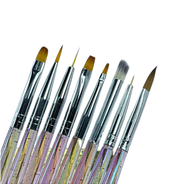 Kit 8 Pincéis Nail Art Decoração Unhas - Real Love