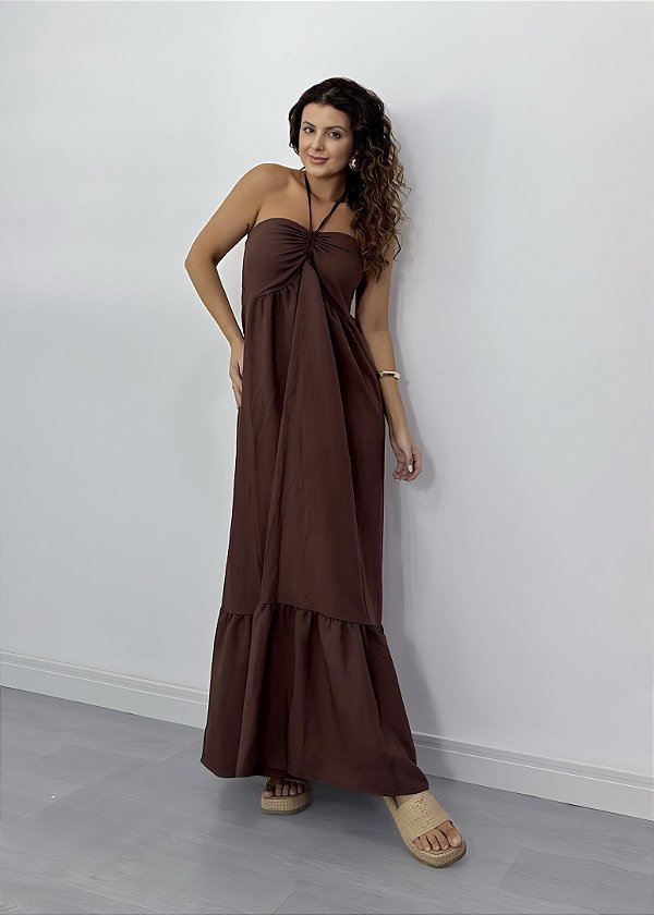 VESTIDO LONGO FRANZIDO LAVINEA