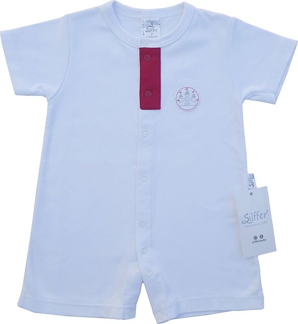 Macacão Curto Branco (Suedine) Bordado- Castelo