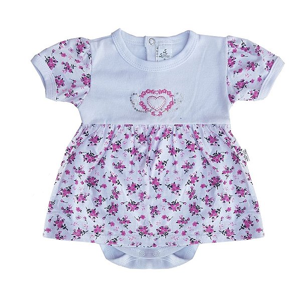 Vestido Body Bebê Floral Branco