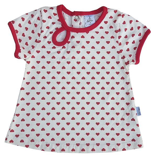 Camiseta Bebê em Suedine Estampa Coração