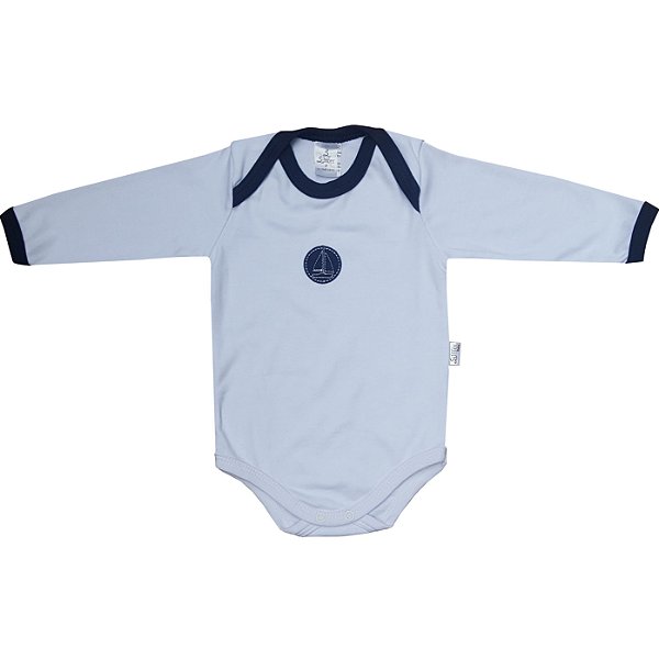 Body Bebê Branco Manga Longa Gola Americana - Bordado Vela