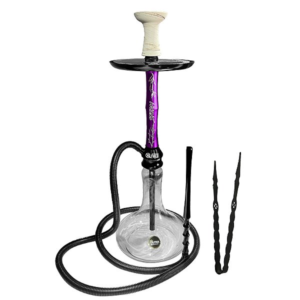 Narguile Alfarid Storm Respiro no Prato Medio Completo Roxo