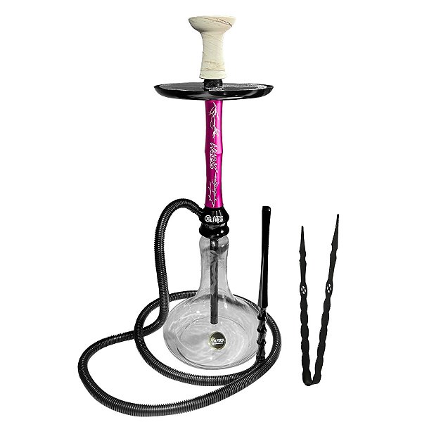 Narguile Alfarid Storm Respiro no Prato Medio Completo Rosa