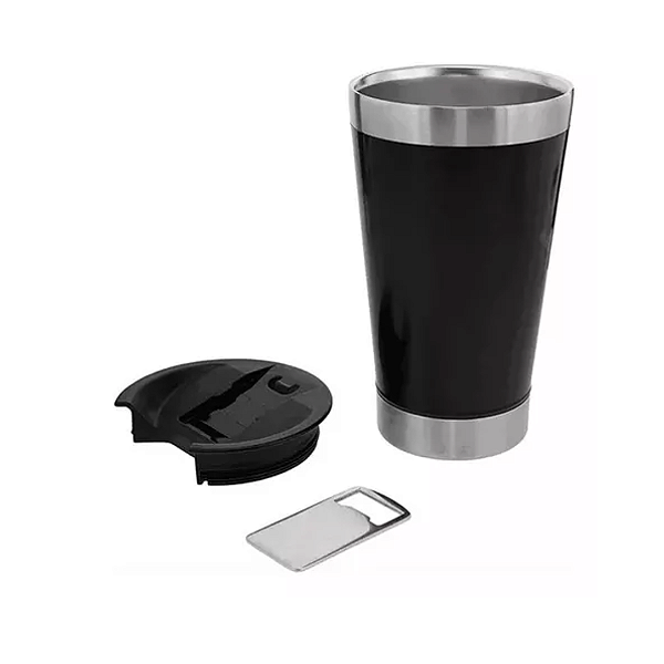 Copo Termico Preto Bebida Gelada e Quente