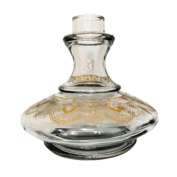 Vaso Narguile Pequeno Aladim Transparente com Dourado Grosso Resistente