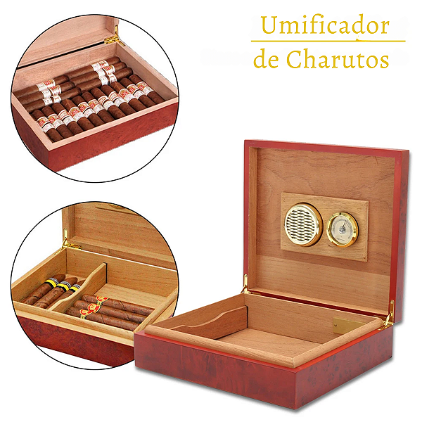 Caixa Portátil Forrada Umidor Charuto