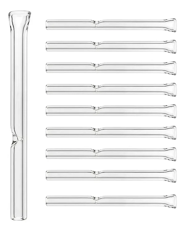 Kit 10 Piteiras Vidro Smoking Finas 5mm X 7cm Grande Bolar