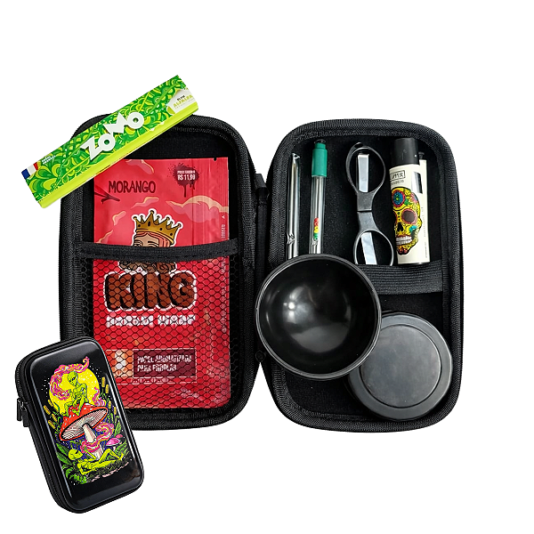 Kit Headshop Tabacaria Completo com Case Preto - ALIEN
