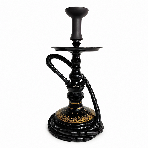 Narguile Completo Barato Stem Aluminio Resistente Love Bom Preto