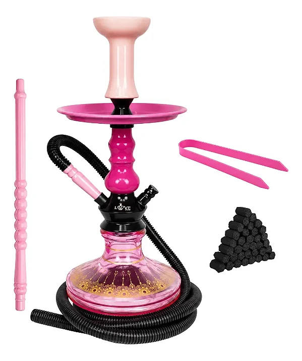 Narguile Completo Barato Stem Aluminio Resistente Bom Cores Rosa