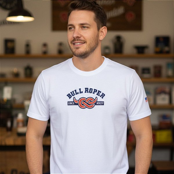 Camiseta Bordada Bull Roper Branca